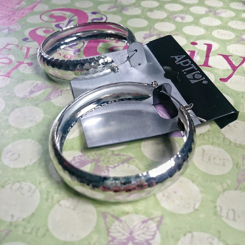 Apt. 9 silver textured thick hoops